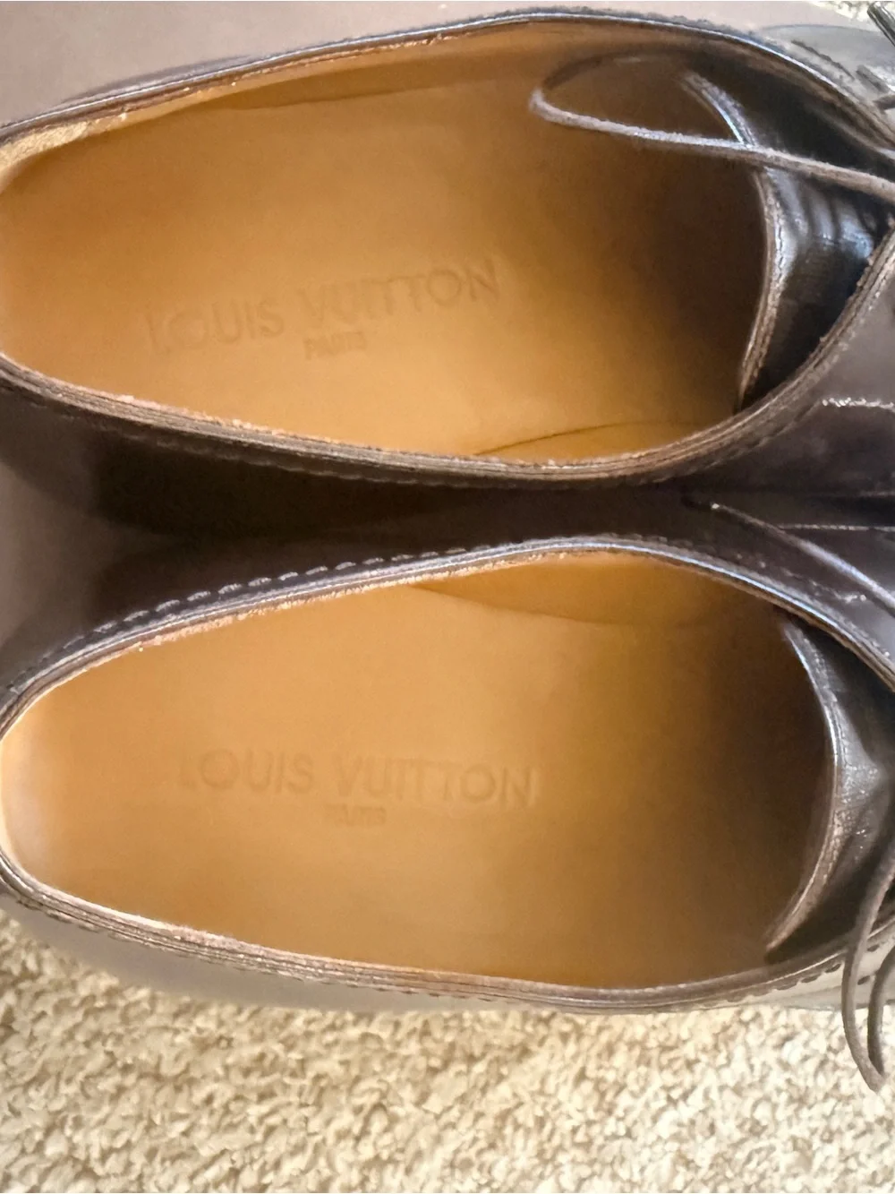 Louis Vuitton Men's Dark Brown Leather Oxford Shoes